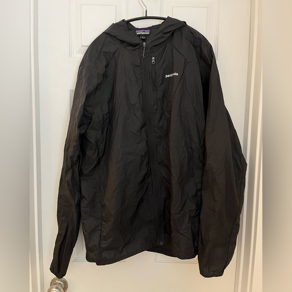 Patagonia Houdini men’s packable ultralight wind shirt jacket size large black